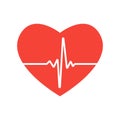 Heart icon with heartbeat or pulse line. Health care and medical cardiogram design concept with ecg graph. Vector illustration Royalty Free Stock Photo